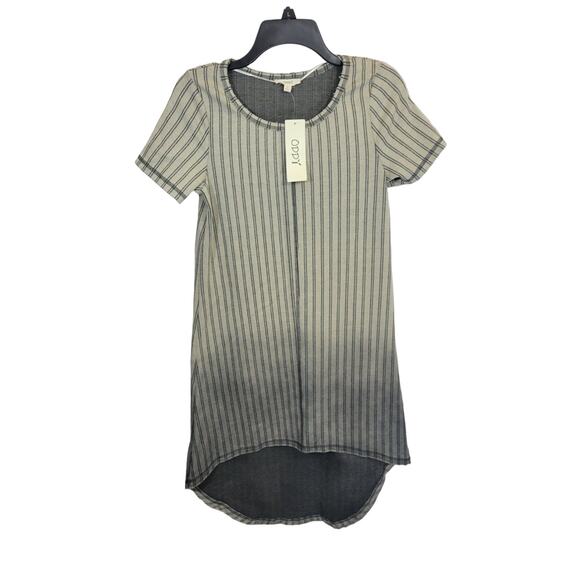 NWT Oddy Grayish Ombre Striped Hi-Low Short Sleeve Dress Women's Size Small - Picture 1 of 9